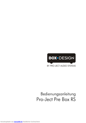 Pro-Ject Audio Systems Pre Box RS digital Bedienungsanleitung