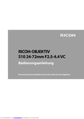 Ricoh S10 24-72 mm F2.5-4.4 VC Bedienungsanleitung