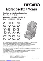 Recaro Monza Seatfix Montage- Und Gebrauchsanleitung