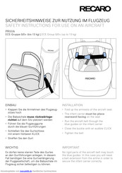 Recaro Privia Sicherheitshinweise