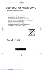 Küppersbusch KD 957, 1 Bedienungsanleitung Und Montageanweisungen