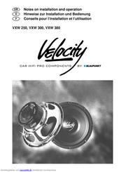 Blaupunkt velocity VXW 250 Hinweise Zur Installation Und Bedienung