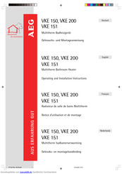 AEG VKE 151 Gebrauchs- Und Montageanweisung