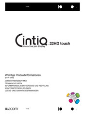 Wacom Cintiq 22HD Touch Wichtige Produktinformationen