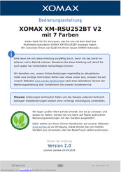 Xomax XM-RSU252BT V2 Bedienungsanleitung