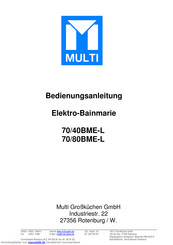 Multi Großküchen BMT-78EM Bedienungsanleitung