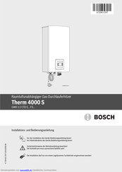 Bosch Therm 4000 S GWH 12 CTDE 23 F5 S7805 Bedienungs Und Installationsanleitung Handbuch