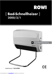 Rowi 2000 Originalbetriebsanleitung