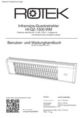 Rotek HI-QZ-1500-WM Benutzer- Und Wartungshandbuch