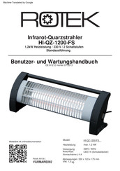 Rotek HI-QZ-1200-FS Benutzer- Und Wartungshandbuch