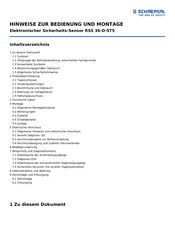schmersal RSS 36-D-ST5 Bedienung Und Montage