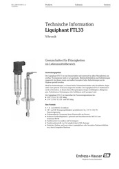 Endress+Hauser Liquiphant FTL33 Technische Information