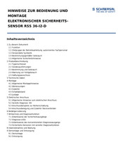 schmersal RSS 36-I2-D Hinweise Zur Bedienung