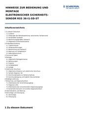 schmersal RSS 36-I1-SD-ST Hinweise Zur Bedienung