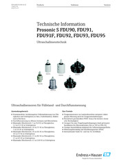Endress+Hauser Prosonic S FDU91 Technische Information