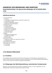 schmersal AZ 16-02ZVK-M20-1762 Hinweise Zur Bedienung
