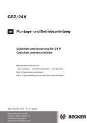 Becker GS2/24V Montage- Und Betriebsanleitung