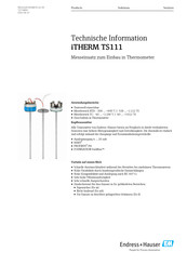 Endress+Hauser iTHERM TS111 Technische Information