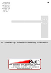 Bauer M3BAR Installierungs-Und Gebrauchsanleitungen Und Hinweise