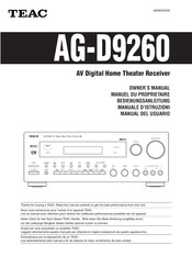 Teac AG-D9260 AV Digital Home Theater Receiver Bedienungsanleitung