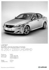 Lexus I-POD IS 220D LHD Installationsanleitung