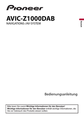 Pioneer AVIC-Z1000DAB Bedienungsanleitung