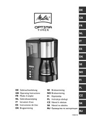 Melitta Optima Timer Gebrauchsanleitung