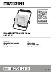 Parkside PAS 10 A3 Bedienungs- Und Sicherheitshinweise
