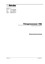 Metrohm Titroprocessor 796 Gebrauchsanweisung