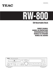 Teac RW-800 CD Rewritable Deck Bedienungsanleitung