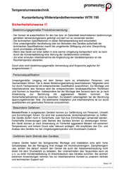 Promesstec WTR 190 Kurzanleitung