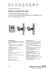 Endress+Hauser Proline Promass 80M Technische Information
