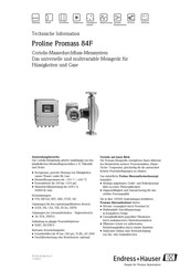 Endress+Hauser Proline Promass 84F Technische Information