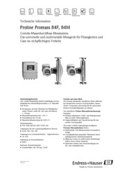Endress+Hauser Proline Promass 80M Technische Information