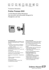 Endress+Hauser Proline Promass 80M Technische Information