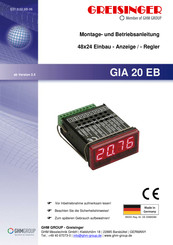 GREISINGER GIA 20 EB Montage- Und Betriebsanleitung