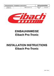 Eibach Pro-Tronic Einbauhinweise