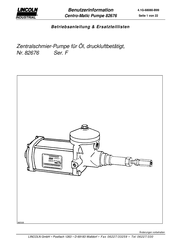 Lincoln industrial Centro-Matic Pumpe 82676 Benutzerinformation
