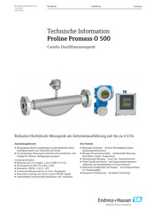 Endress+Hauser Proline Promass O 500 Technische Information