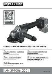 Parkside PWSAP 20-Li D4 Originalbetriebsanleitung