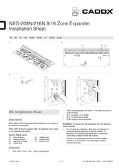 CADDX NXG-208N Installation Sheet