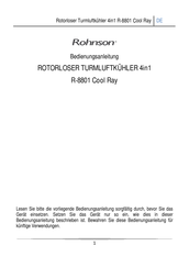 Rohnson R-8801 Cool Ray Bedienungsanleitung