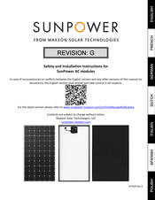 Maxeon SunPower SPR-MAX6-410-BLK-E3-AC Sicherheits- Und Installationshinweise