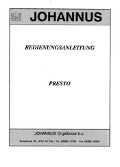Johannus PRESTO Bedienungsanleitung