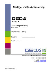 GEDA 200Z Montage- Und Betriebsanleitung