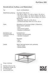 Rolf Benz 985 Aufbauanleitung
