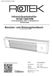 Rotek HI-QZ-1500-WM Benutzer- Und Wartungshandbuch