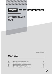 FRIONOR DV 2500 Bedienungs- Und Montageanleitung