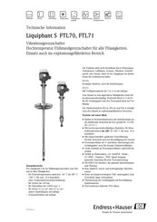 Endress+Hauser Liquiphant S FTL70 Technische Information