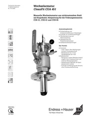 Endress+Hauser Cleanfit CUA451 Technische Information